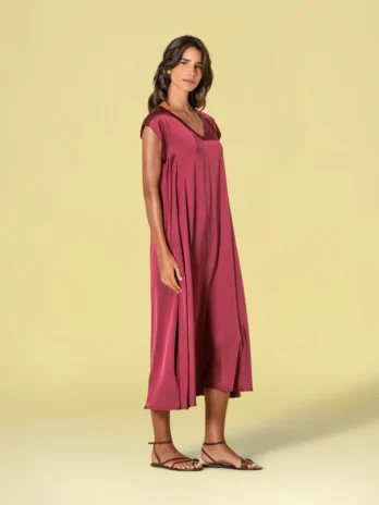 Vestido Decote V Acetinado