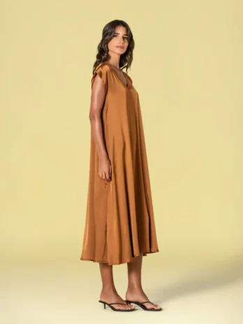 Vestido Decote V Acetinado