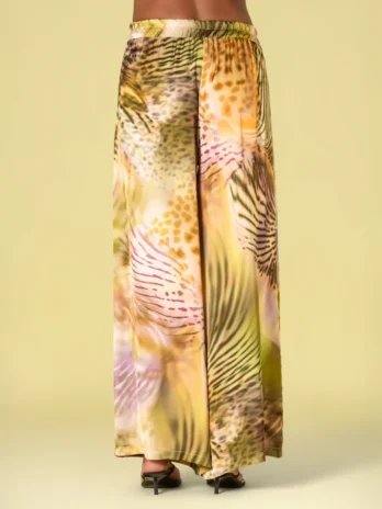 Calças Largas C/ Estampado Tropical