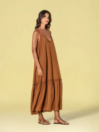 Vestido Alças Finas Linho