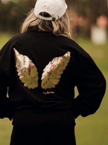 Camisola Fénix Noir Asas Lantejoulas