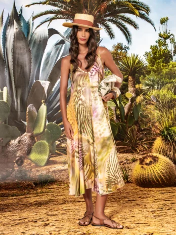 Vestido C/ Estampado Tropical