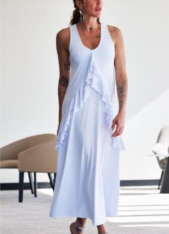 Vestido Licra Fria Folho Triangular