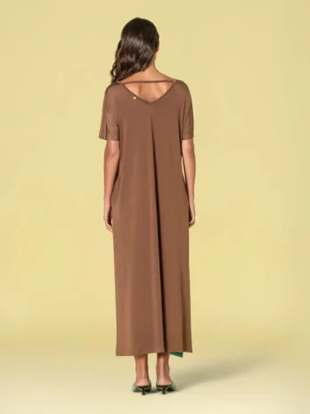 Vestido Licra Fria Decote V Bicolor