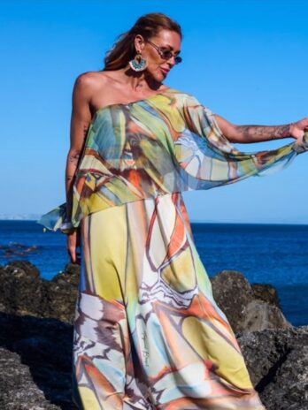 Vestido Licra Premium S/ Ombro C/ Tule