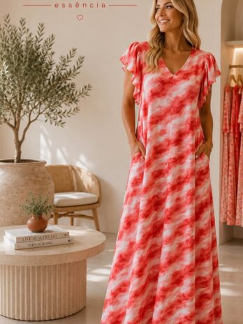 Vestido Licra Fria Folho Manga