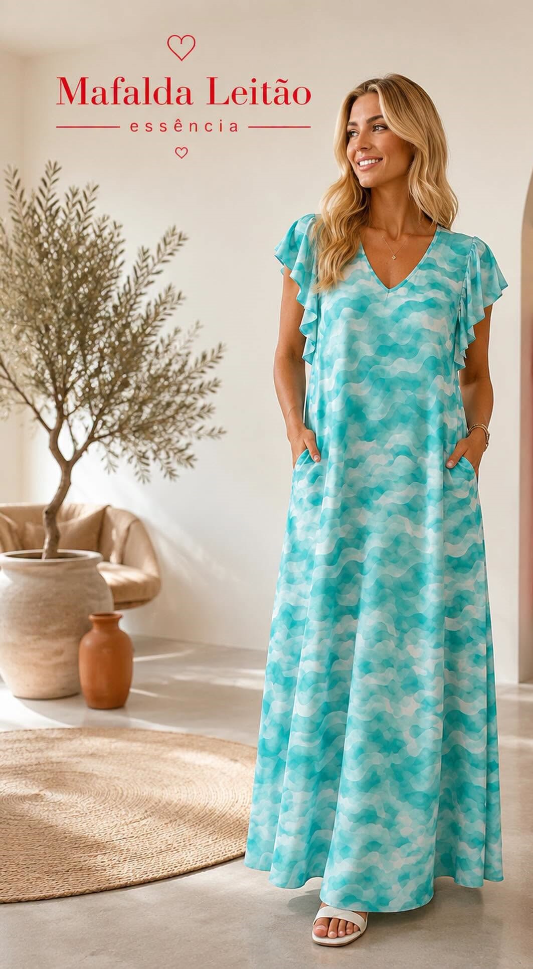 Vestido Licra Fria Folho Manga - Image 3