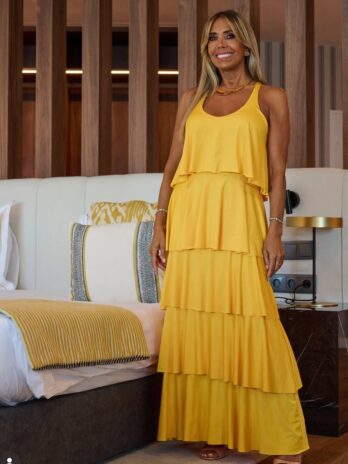 Vestido Licra Fria Folhos Camadas