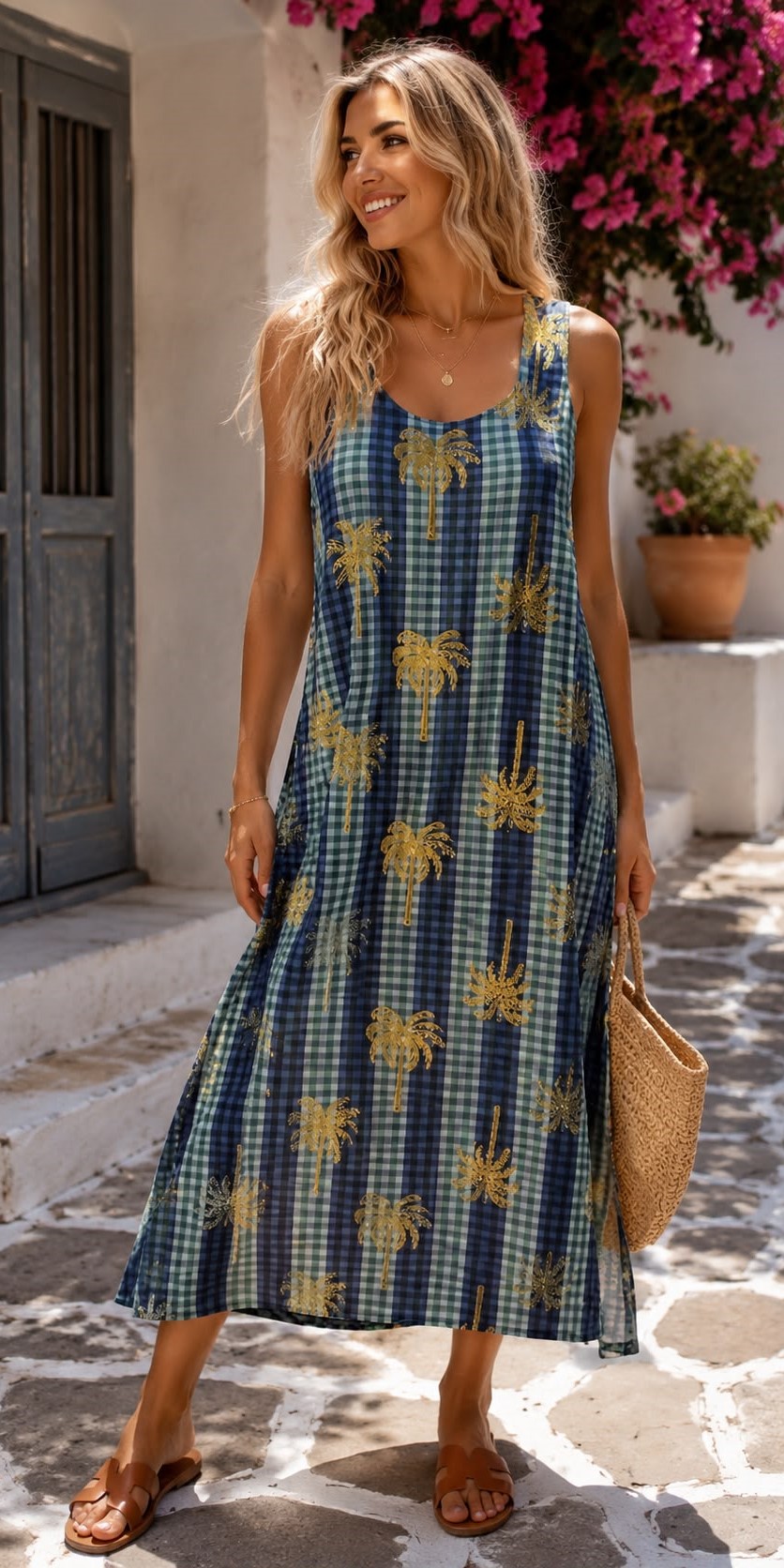 Vestido Licra Fria Xadrez / Palmeiras