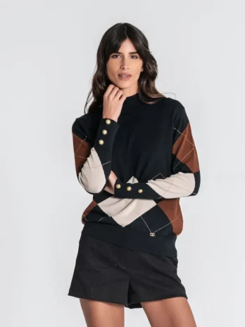 Camisola Meia Gola Losangos