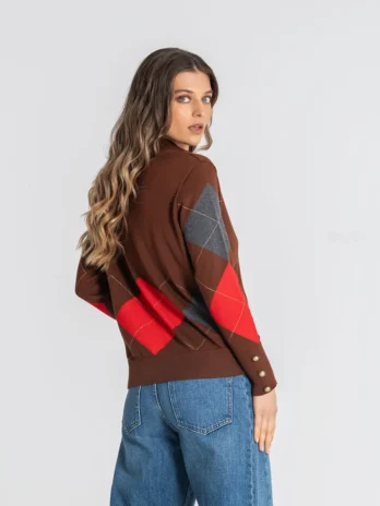 Camisola Meia Gola Losangos