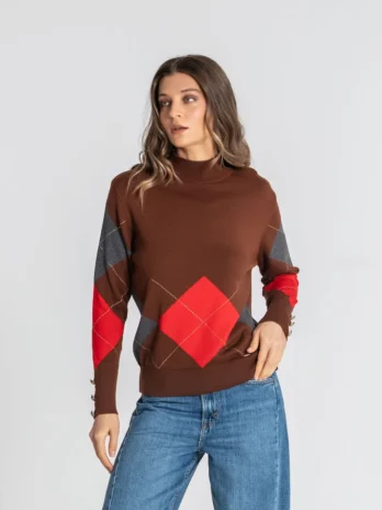 Camisola Meia Gola Losangos