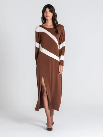 Vestido Comprido Jacquard C/ Abertura