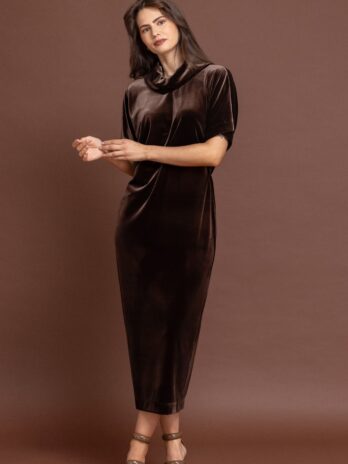 Vestido Veludo Gola Caída