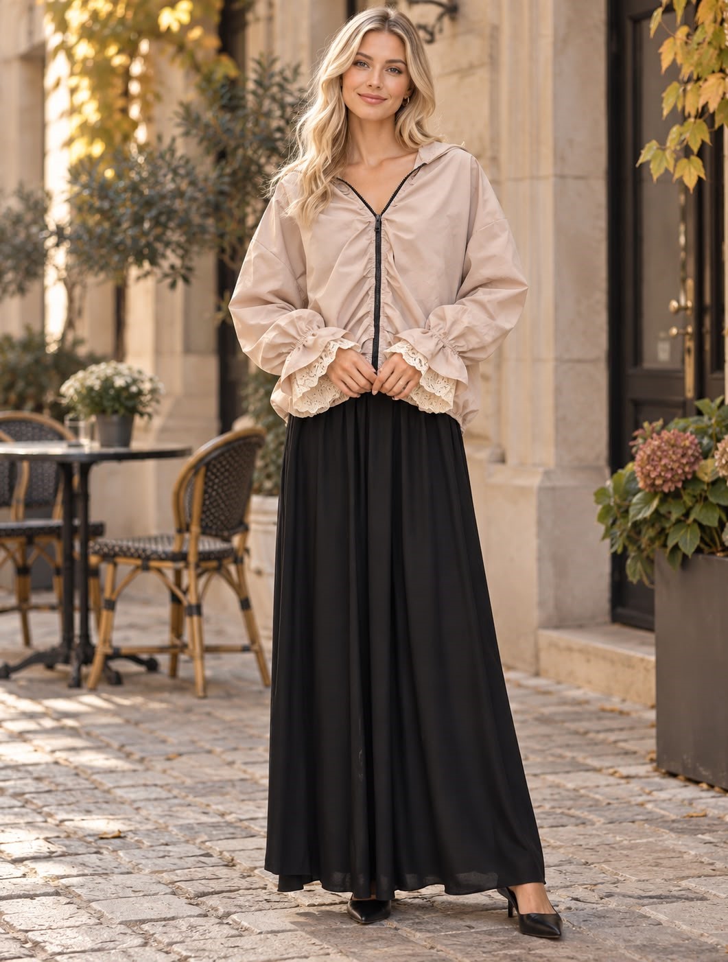 Bomber Capuz Franzido C/ Renda