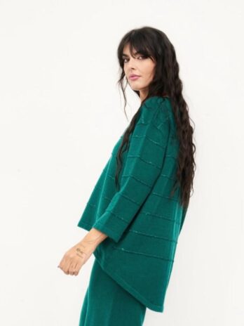 Camisola Malha Oversize Riscas Mini Lantejoulas