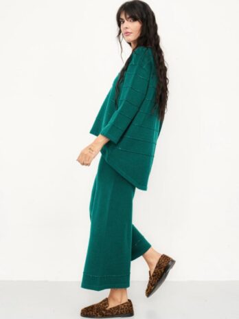 Camisola Malha Oversize Riscas Mini Lantejoulas