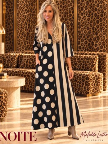 Vestido Licra Fria Contrastes