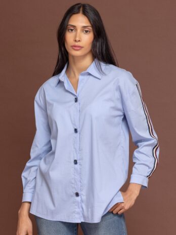 Camisa C/ Botões Strass C/ Nastro Tricolor